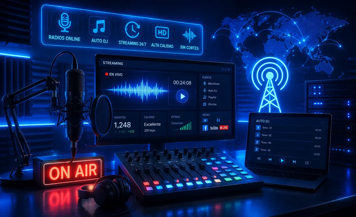 Streaming profesional para radios online, Auto DJ y transmisión 24/7